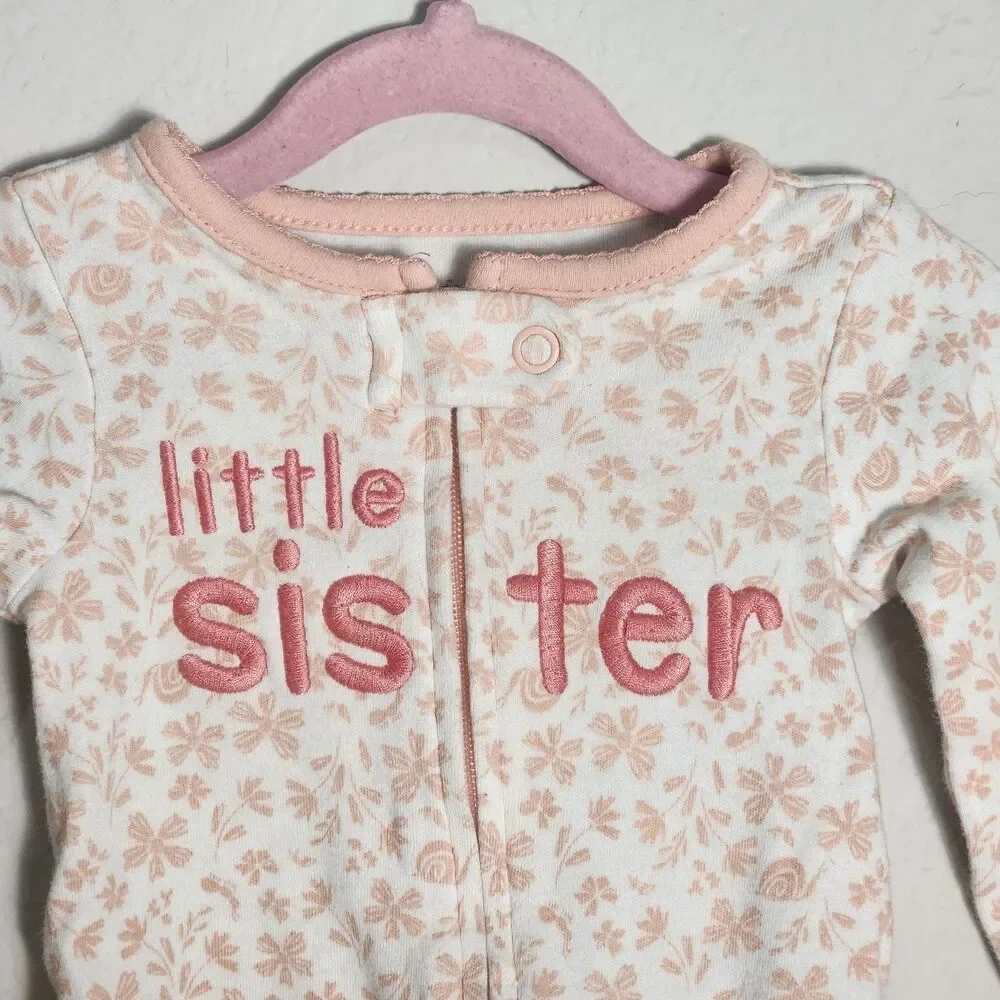 Carter's Child of Mine Newborn 0M Baby Girl Sleeper Lot of 5 Zip Footed Pajamas